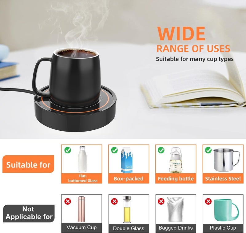 Dimux Coffee Mug Warmer for Desk,Heating Plate Electric Cup Warmers for Men Women Adult (D + Orange Light) - Image 3